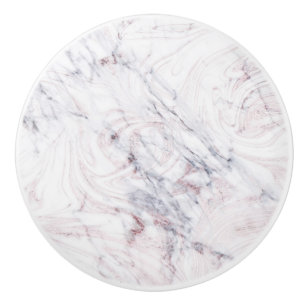 Bouton De Porte En Céramique Touche de Rose blanc gris marbre tourbillon chic t
