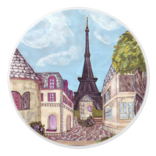 Bouton De Porte En Céramique Touche de tiroir paysage inspirée de la Tour Eiffe
