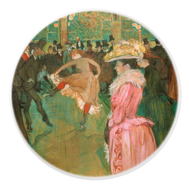 Bouton De Porte En Céramique Toulouse-Lautrec - Au Rouge, La Danse (Devant)