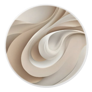 Bouton De Porte En Céramique "Tourbillon organique" Art abstrait beige