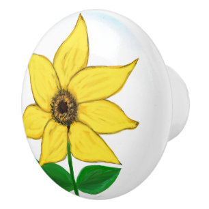 Bouton De Porte En Céramique Tournesol Brown jaune