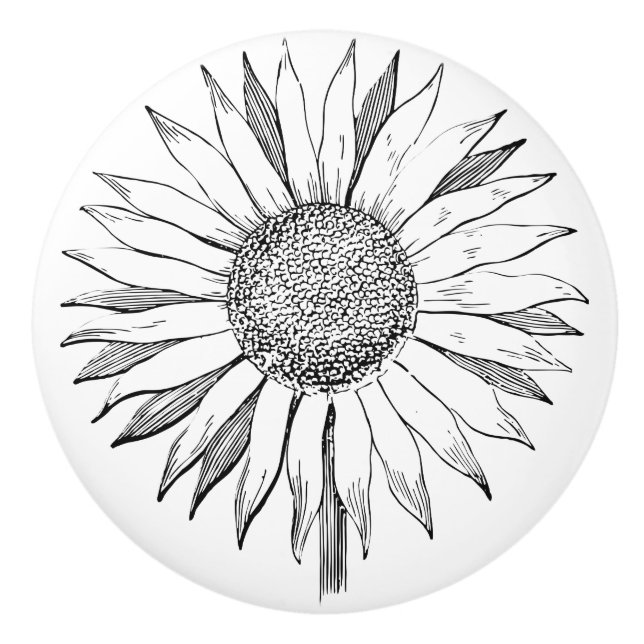 Bouton De Porte En Céramique Tournesol illustré (Devant)