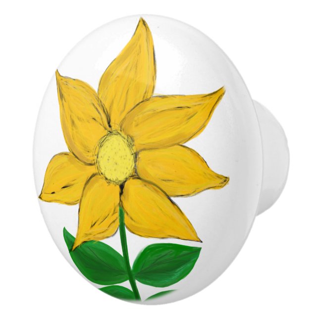 Bouton De Porte En Céramique Tournesol jaune doré (Droite)