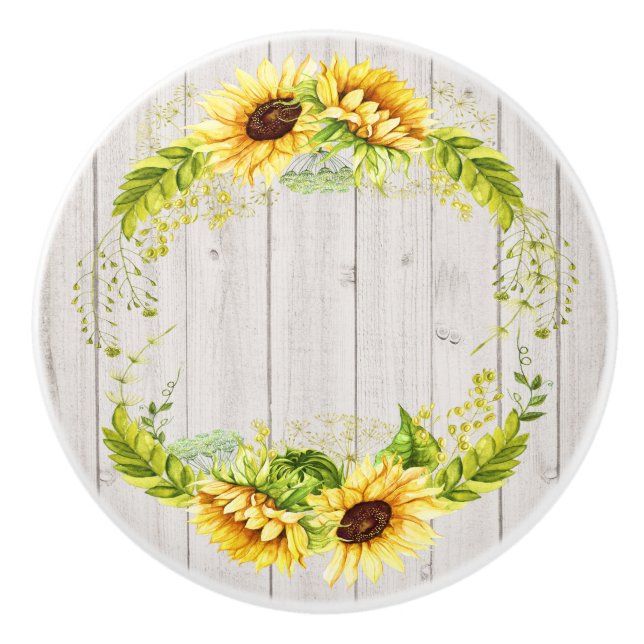 Bouton De Porte En Céramique Tournesols rustiques (Devant)