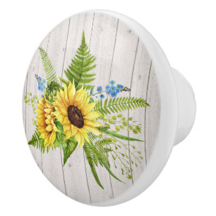 Bouton De Porte En Céramique Tournesols rustiques