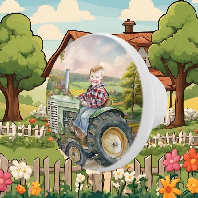 Bouton De Porte En Céramique tracteur pour enfant à la campagne (Créateur téléchargé)