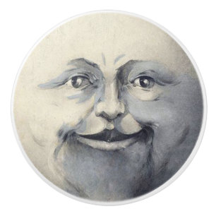 Bouton De Porte En Céramique Tractions de porte ou de tiroir de visage de lune