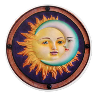 Bouton De Porte En Céramique Tractions de porte ou de tiroir de visage de Sun