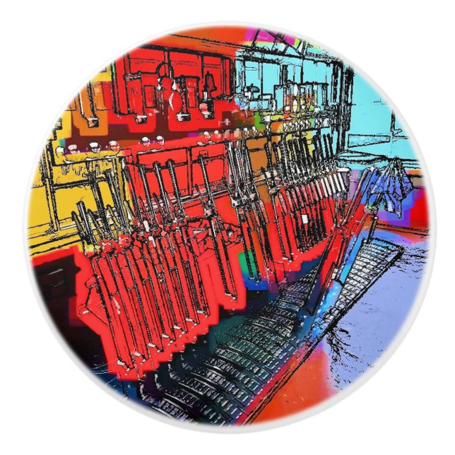 BOUTON DE PORTE EN CÉRAMIQUE TRAIN STATIONS (Devant)