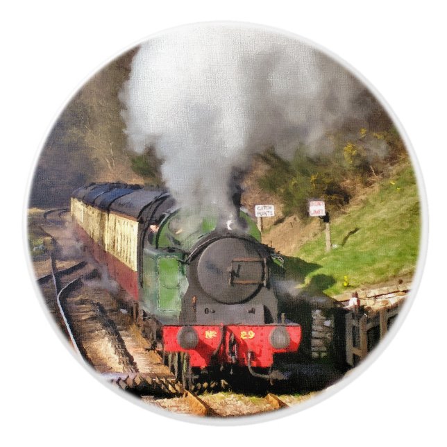 BOUTON DE PORTE EN CÉRAMIQUE TRAINS À VAPEUR (Devant)