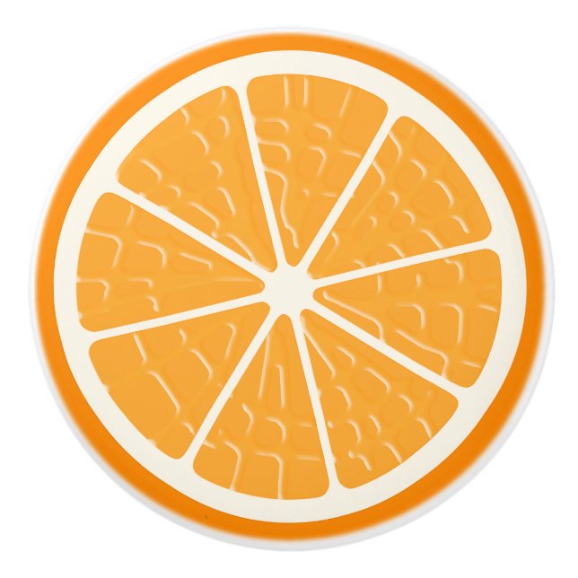 Bouton De Porte En Céramique Tranchée de fruits stylisés à l'orange (Devant)