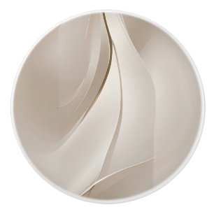 Bouton De Porte En Céramique "Tranquillité chatoyante"   Art Abstrait beige