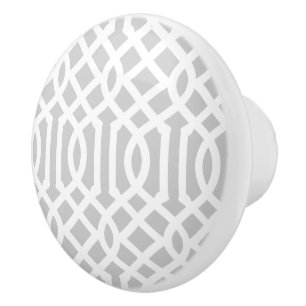 Bouton De Porte En Céramique Trellis gris