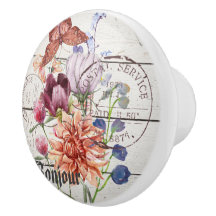 Trendy vintage rustic wood Botanical Chic french