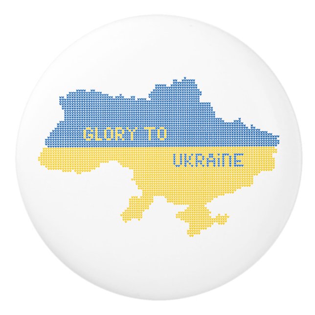 Bouton De Porte En Céramique Tricot Ukraine texte de la carte d'Etat Gloire à l (Devant)