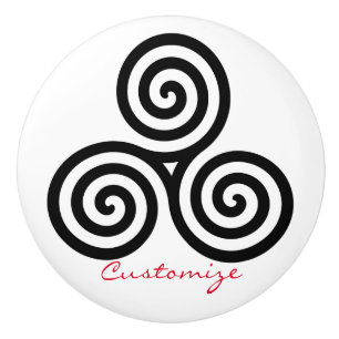 Bouton De Porte En Céramique Triple spirale noire Thunder_Cove