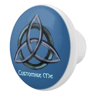 Bouton De Porte En Céramique Triquetra (bleu)