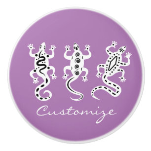 Bouton De Porte En Céramique Trois Lizards Thunder_Cove style sud-ouest