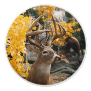 Bouton De Porte En Céramique Trophée Deer