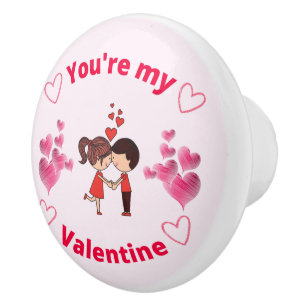 Bouton De Porte En Céramique Tu es ma Saint Valentin