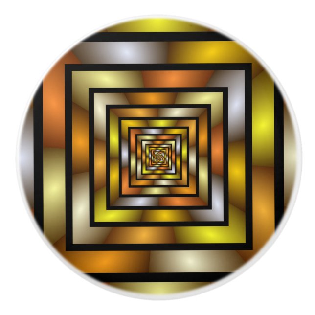 Bouton De Porte En Céramique Tunnel lumineux coloré Trippy Fractal Graphisme (Devant)