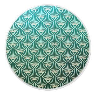 Bouton De Porte En Céramique turquoise, beige, Art nouveau, art déco, ventilate
