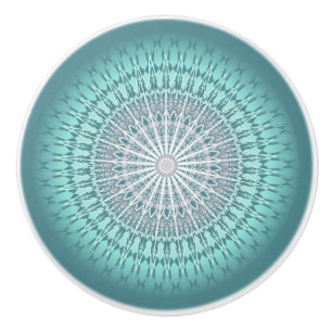 Bouton De Porte En Céramique Turquoise Chevron Mandala Motif