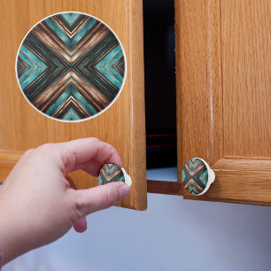 Bouton De Porte En Céramique Turquoise en cuivre X