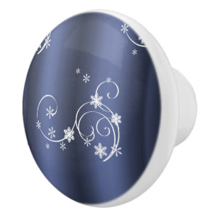 Bouton De Porte En Céramique Turquoise métallique, Fils blancs Noël