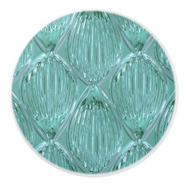 Bouton De Porte En Céramique Turquoise verre motif élégant (Devant)