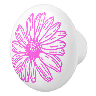 Bouton De Porte En Céramique Ultra Rose Fleur de marguerite Impression, Hippie 