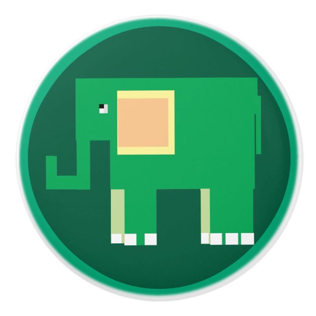 Bouton De Porte En Céramique Un joli éléphant vert (Devant)