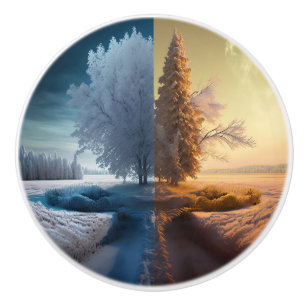 Bouton De Porte En Céramique Un jour en hiver