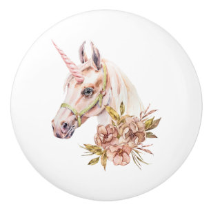 Bouton De Porte En Céramique Unicorne