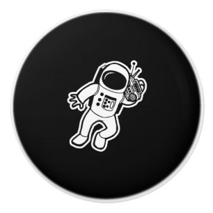 Bouton De Porte En Céramique Univers de radio de l'espace de musique de cadeau