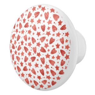 Bouton De Porte En Céramique Valentine Coeurs et étoiles