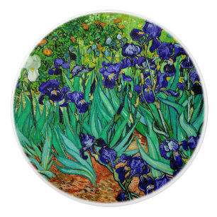 Bouton De Porte En Céramique Van Gogh Irises à St. Remy, violet profond