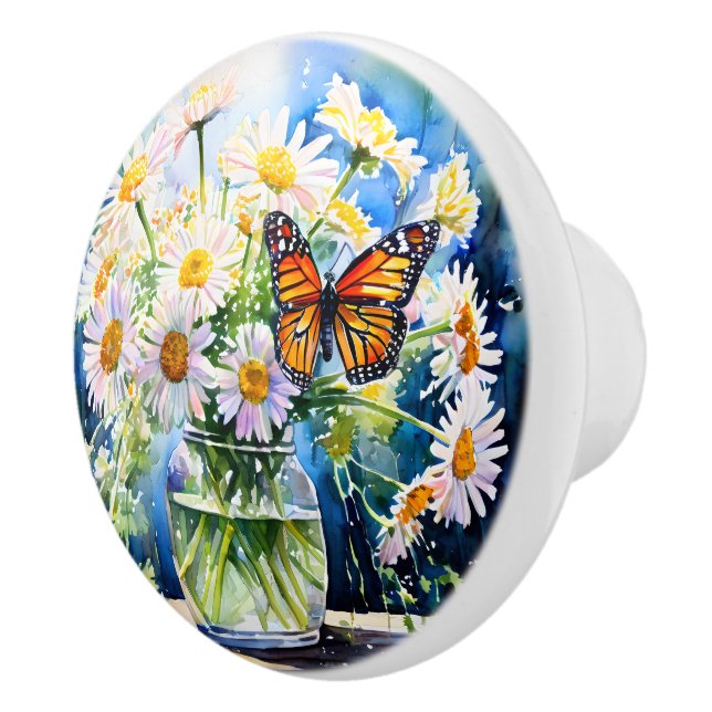 Bouton De Porte En Céramique Vase de marguerites joli floral (Droite)