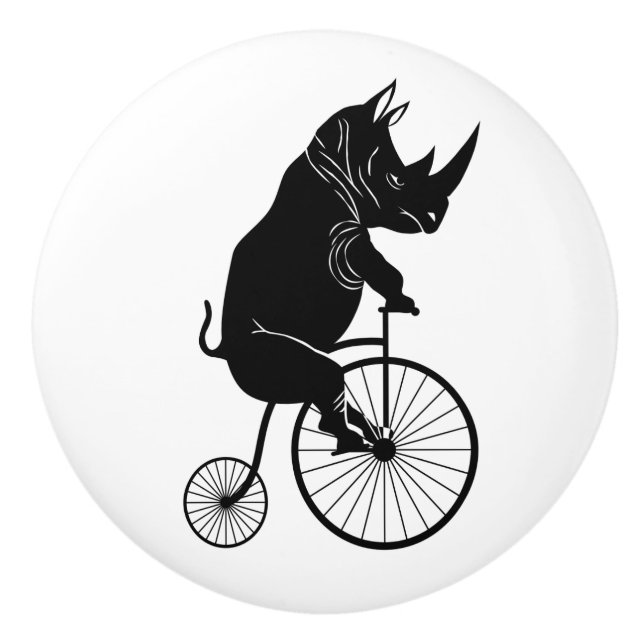 Bouton De Porte En Céramique Vélo de cru d'équitation de rhinocéros (Devant)