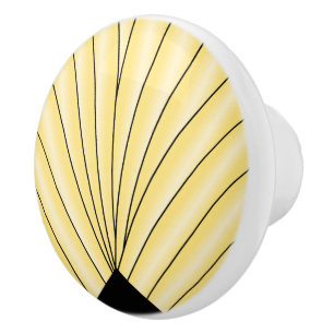 Bouton De Porte En Céramique Ventilateur Art Déco Design Ceramic Jaune Knob