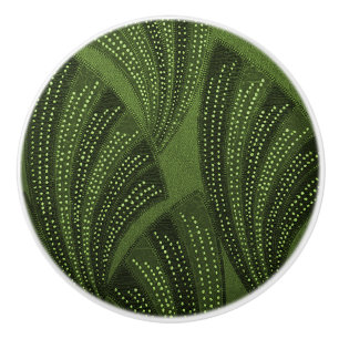 Bouton De Porte En Céramique Ventilateur Courbé Vert Riche