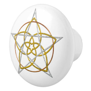 Bouton De Porte En Céramique Vénus Fleur d'amour + Pentagram - TriColor