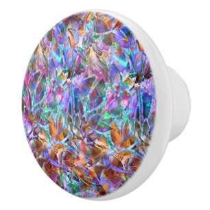 Bouton De Porte En Céramique Verre souillé d'abrégé sur floral en céramique