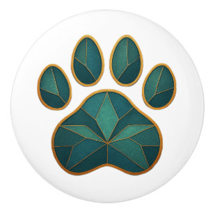 Bouton De Porte En Céramique Verre Turquoise et Golden Ceramic Knox