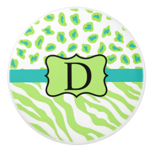 Bouton De Porte En Céramique Vert blanc Turquoise Leopard Zebra Peau Monogramme