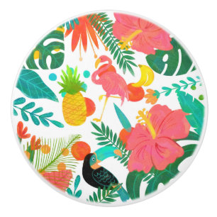 Bouton De Porte En Céramique Vibes tropicales Floral Feuille Summer Chic