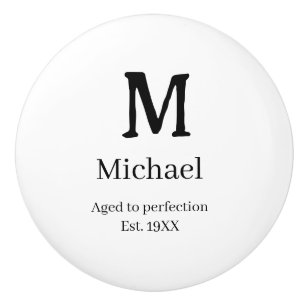 Bouton De Porte En Céramique Vieilli à la perfection établ. 19XX monogramme nom
