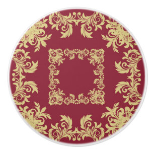 Bouton De Porte En Céramique Vin Carré d'or