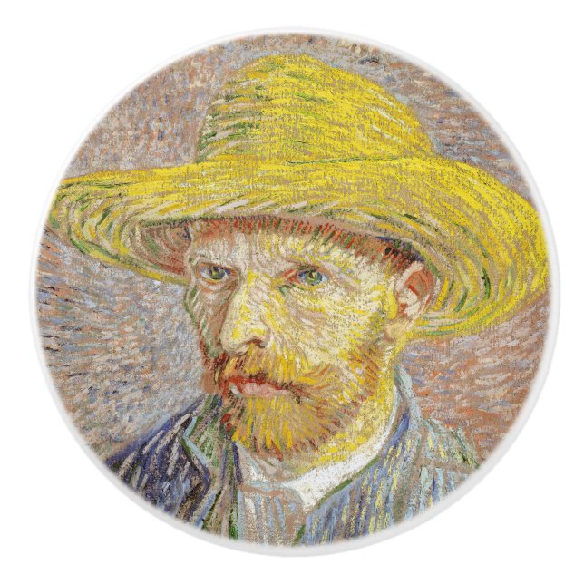 Bouton De Porte En Céramique Vincent van Gogh - Autoportrait avec Casquette de  (Devant)