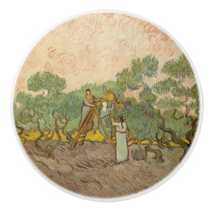 Bouton De Porte En Céramique Vincent van Gogh - Femmes cueillette d'olives